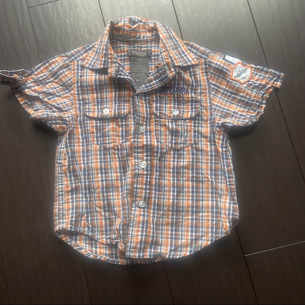 Kenneth Cole Reaction plaid button down shirt 2T EUC